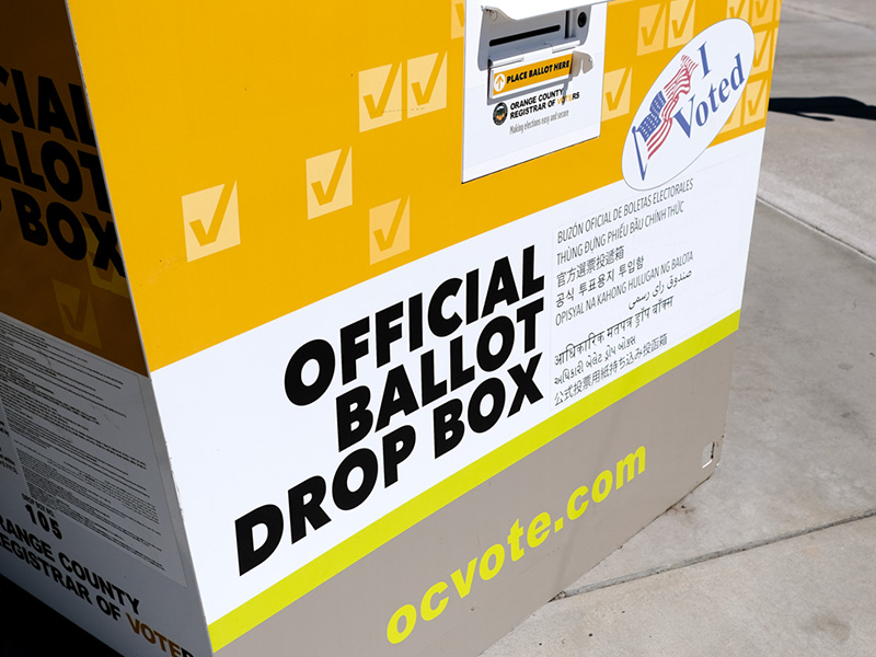 An official ballot drop box located in Santa Ana.