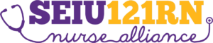 SEIU 121RN Nurse Alliance logo showing a stethoscope that forms "nurse alliance" text.