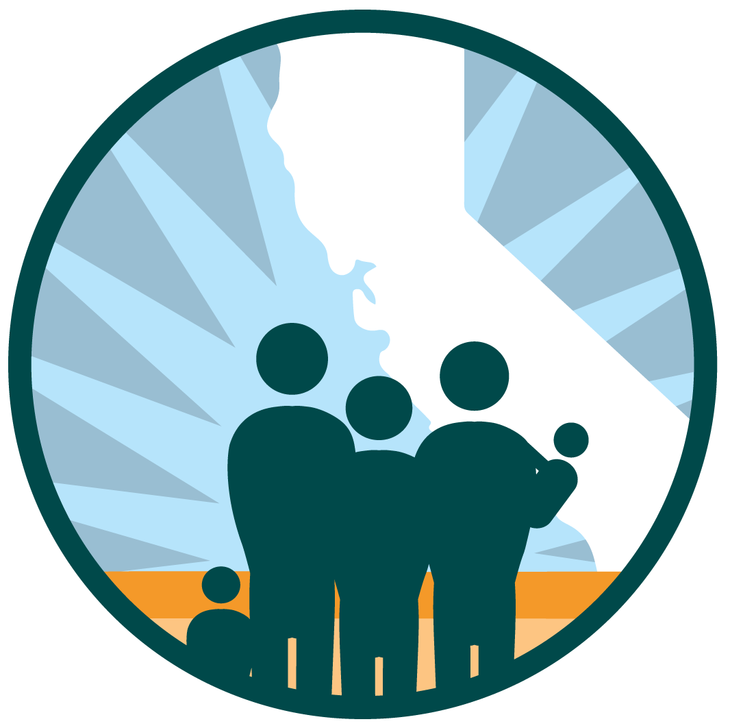 CHIRLA logo showing family figures in front of the shape of California and a sunburst.