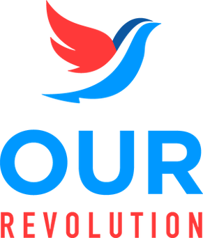 Our Revolution logo showing an abstract bird and text.